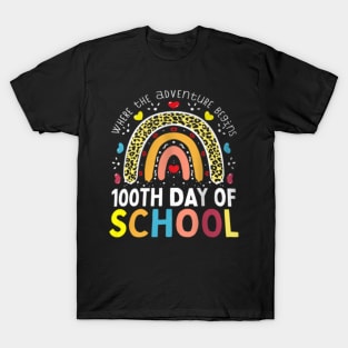 100Th Day Of School Teacher 100 Days Smarter Leopard Rainbow T-Shirt